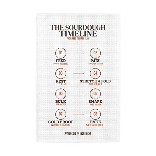 The Sourdough Timeline kitchen towel, product mockup 1
